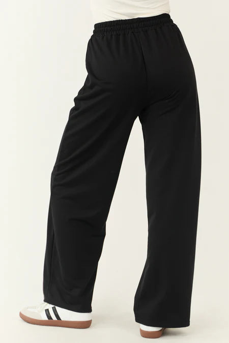 Black Wide Leg Drawstring Sweatpants