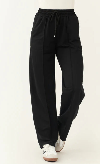 Black Wide Leg Drawstring Sweatpants