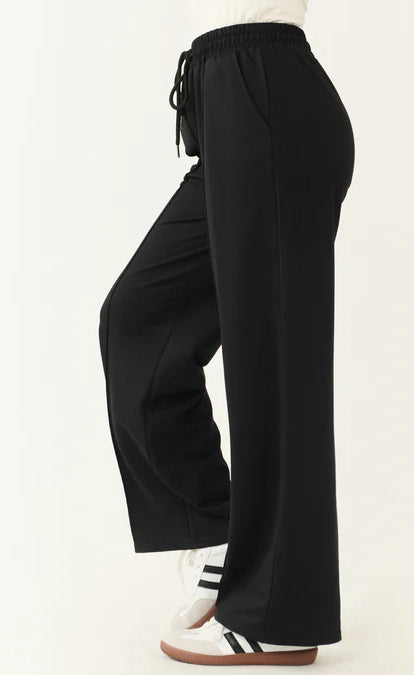 Black Wide Leg Drawstring Sweatpants
