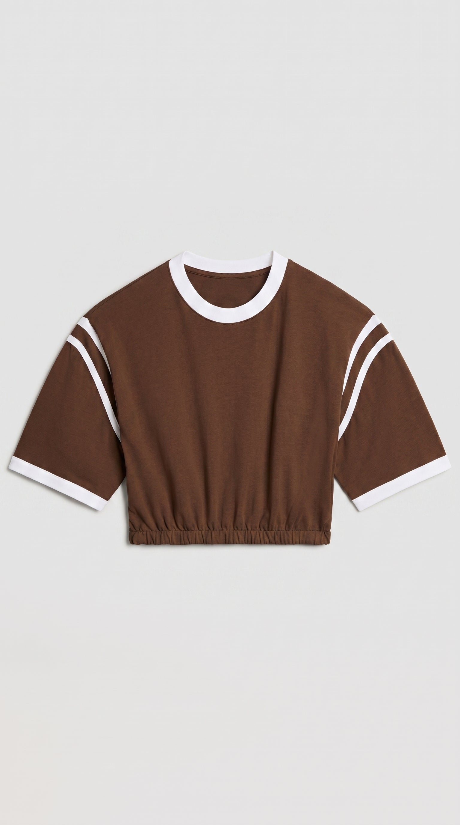 Contrast Stripe Cropped Tee | Brown