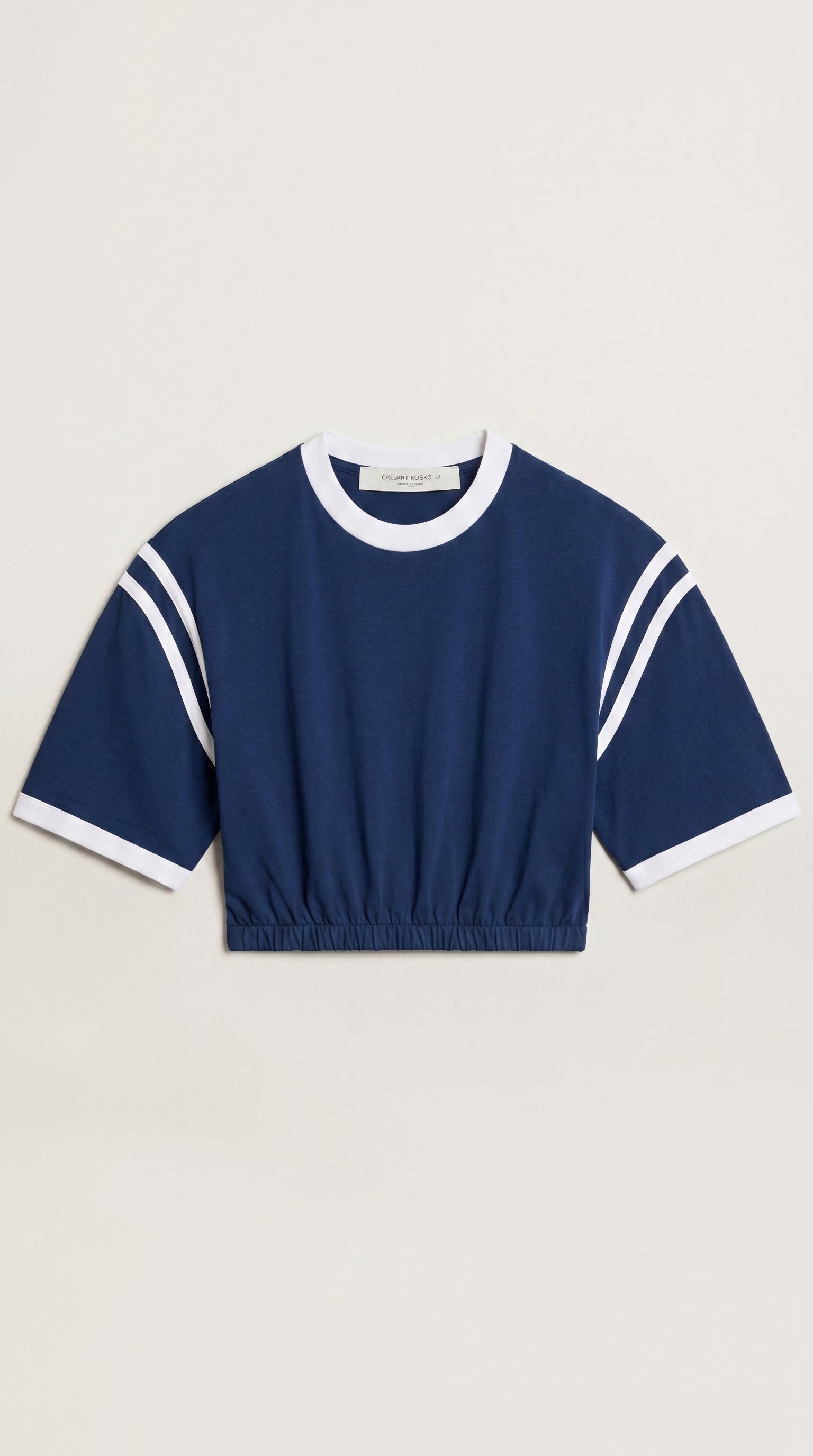 Contrast Stripe Cropped Tee | Navy Blue