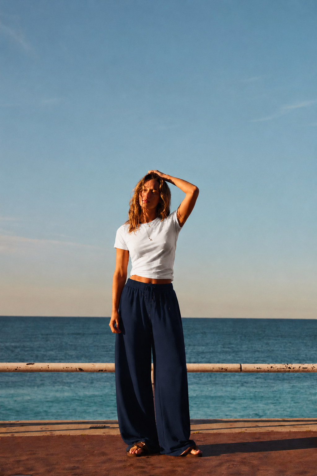 Wide-Leg Lounge Trouser | Navy Blue