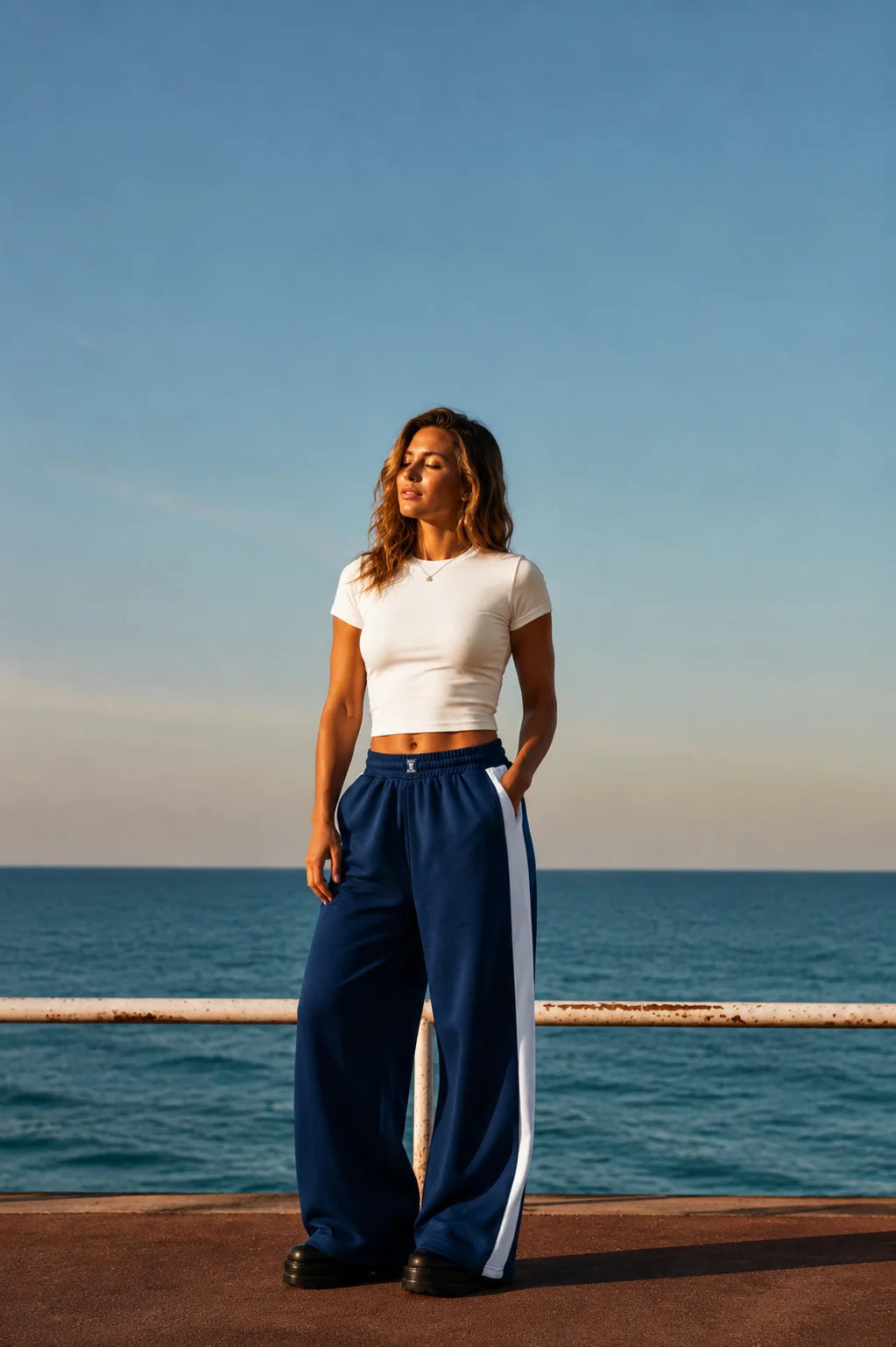 D600 Side Panel Wide Leg Trouser | Navy Blue