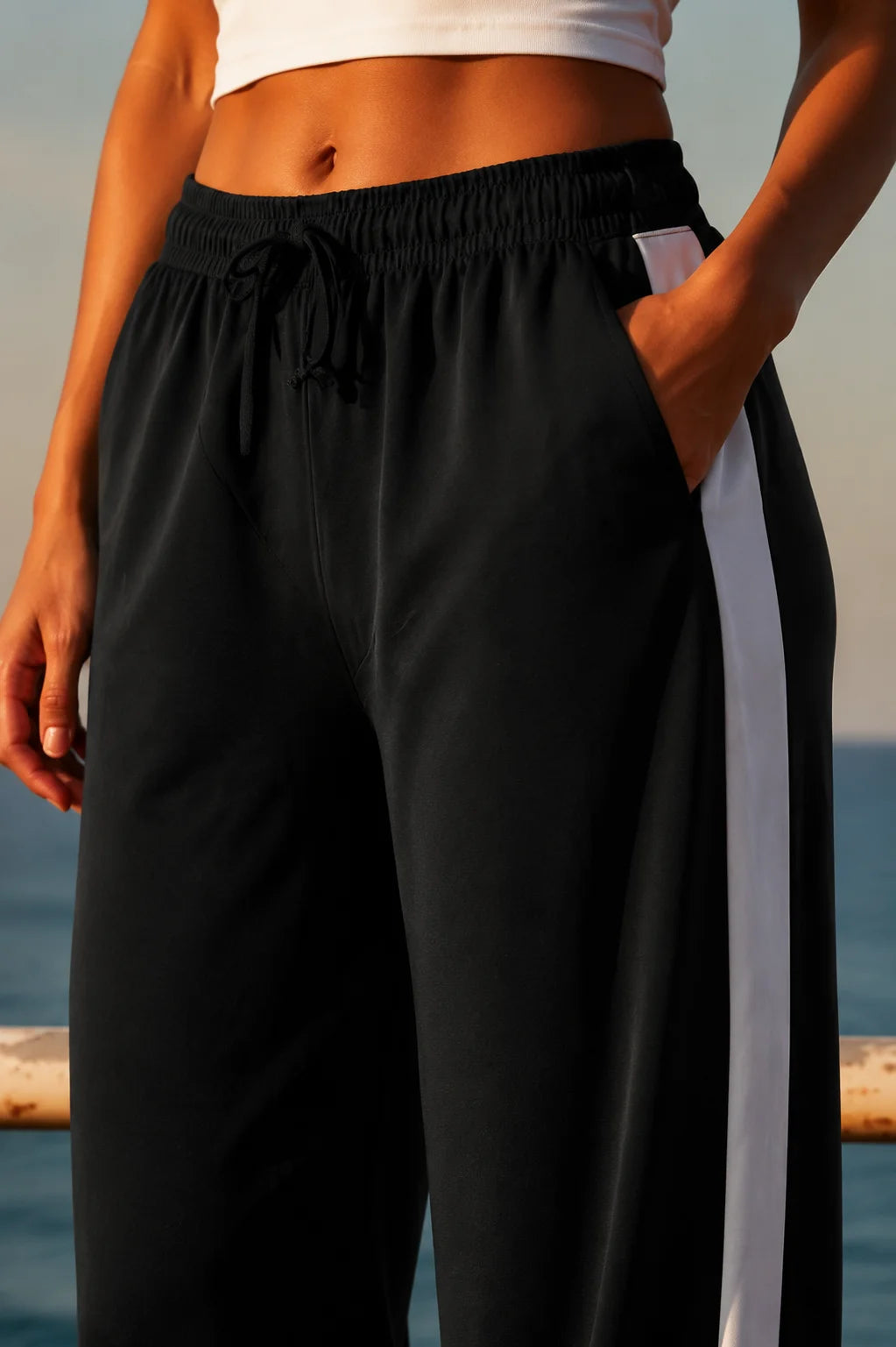 D600 Side Panel Wide Leg Trouser | Black