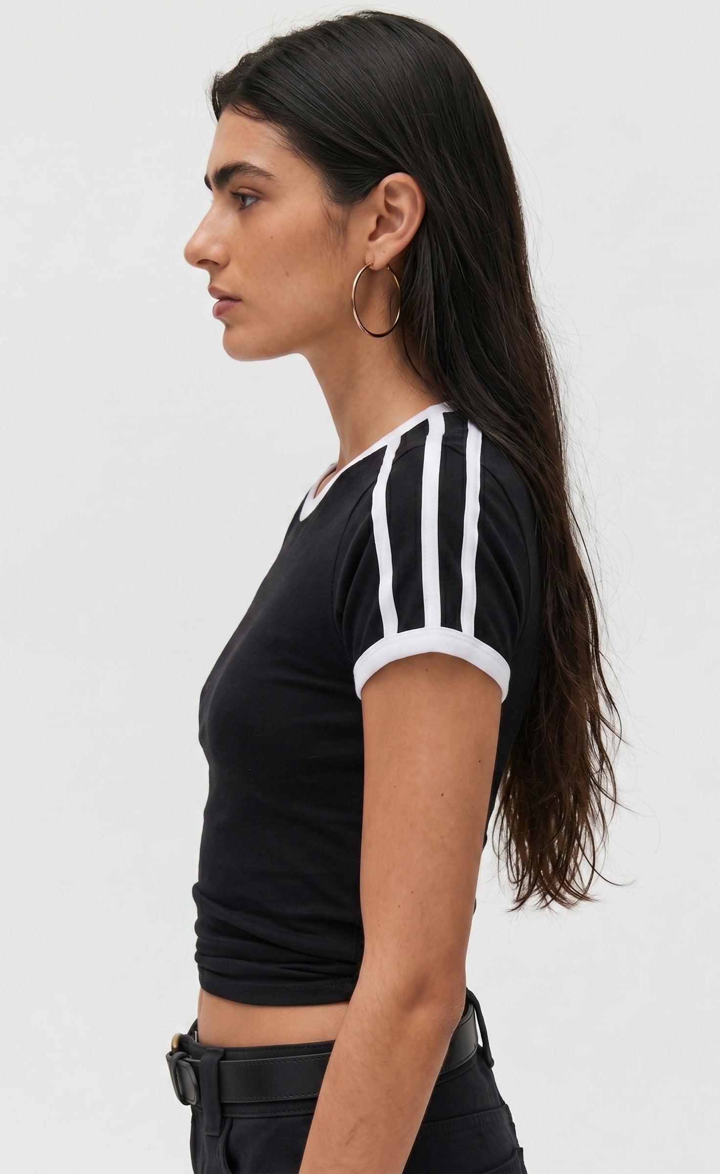 Contrast Stripe Slim Fit T-Shirt | Black