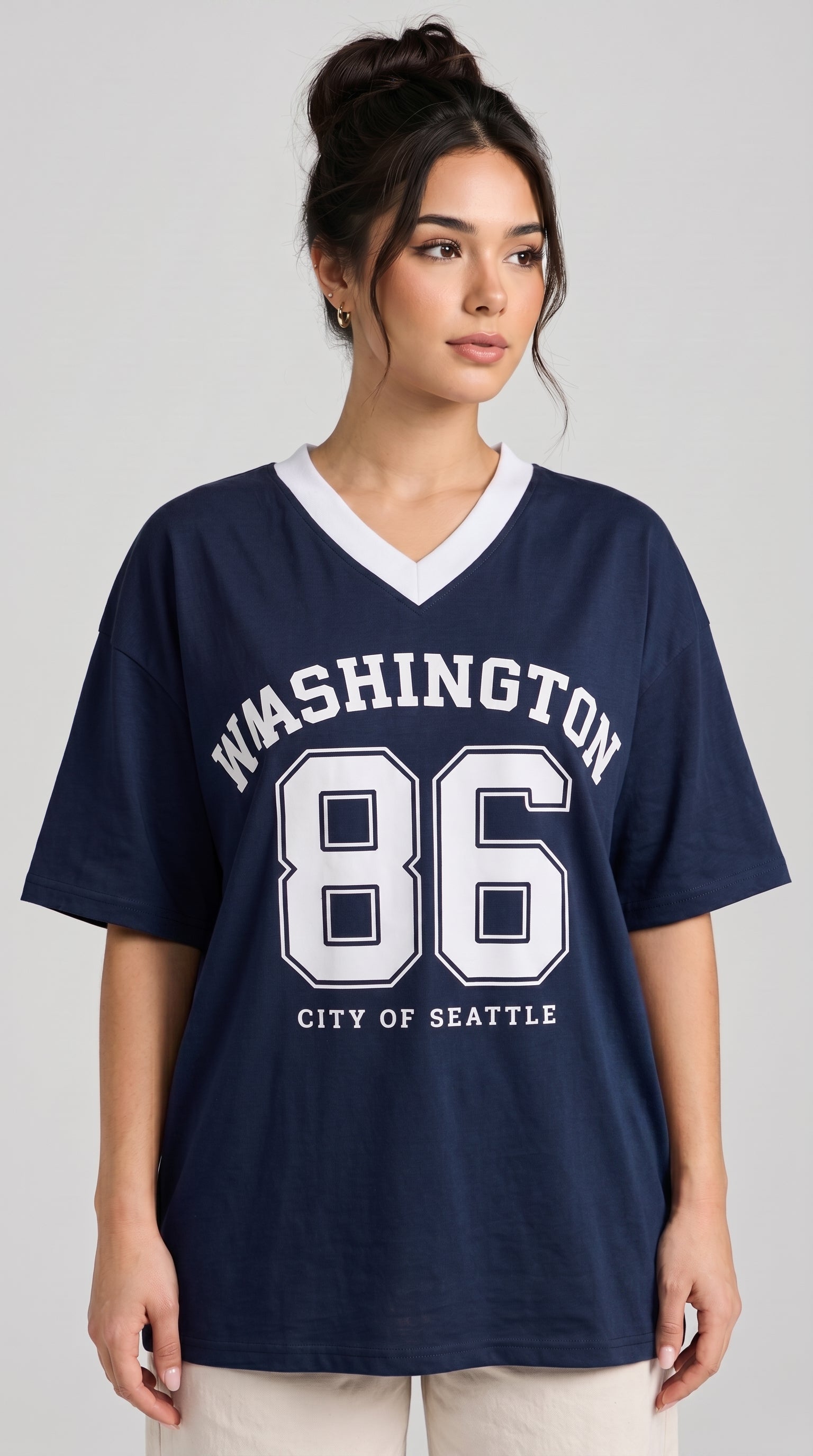 Oversized Graphic Tee | Navy Blue