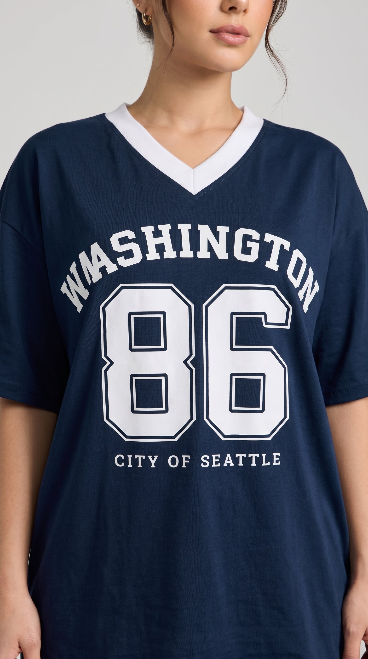 Oversized Graphic Tee | Navy Blue