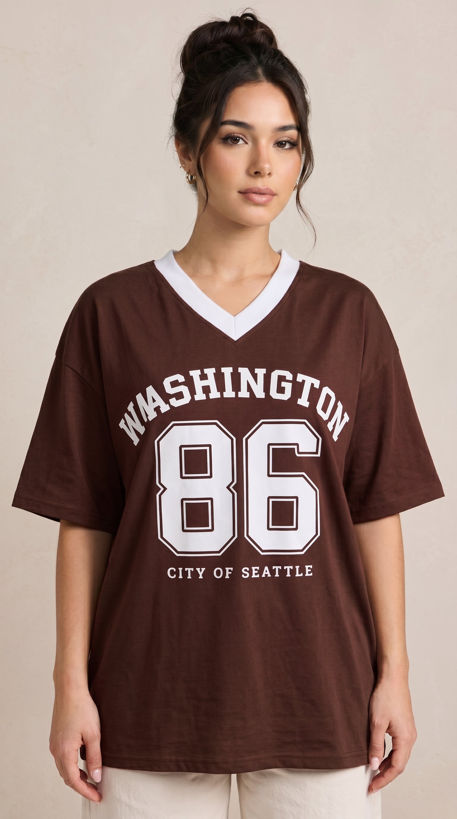 Oversized Graphic Tee | Brown