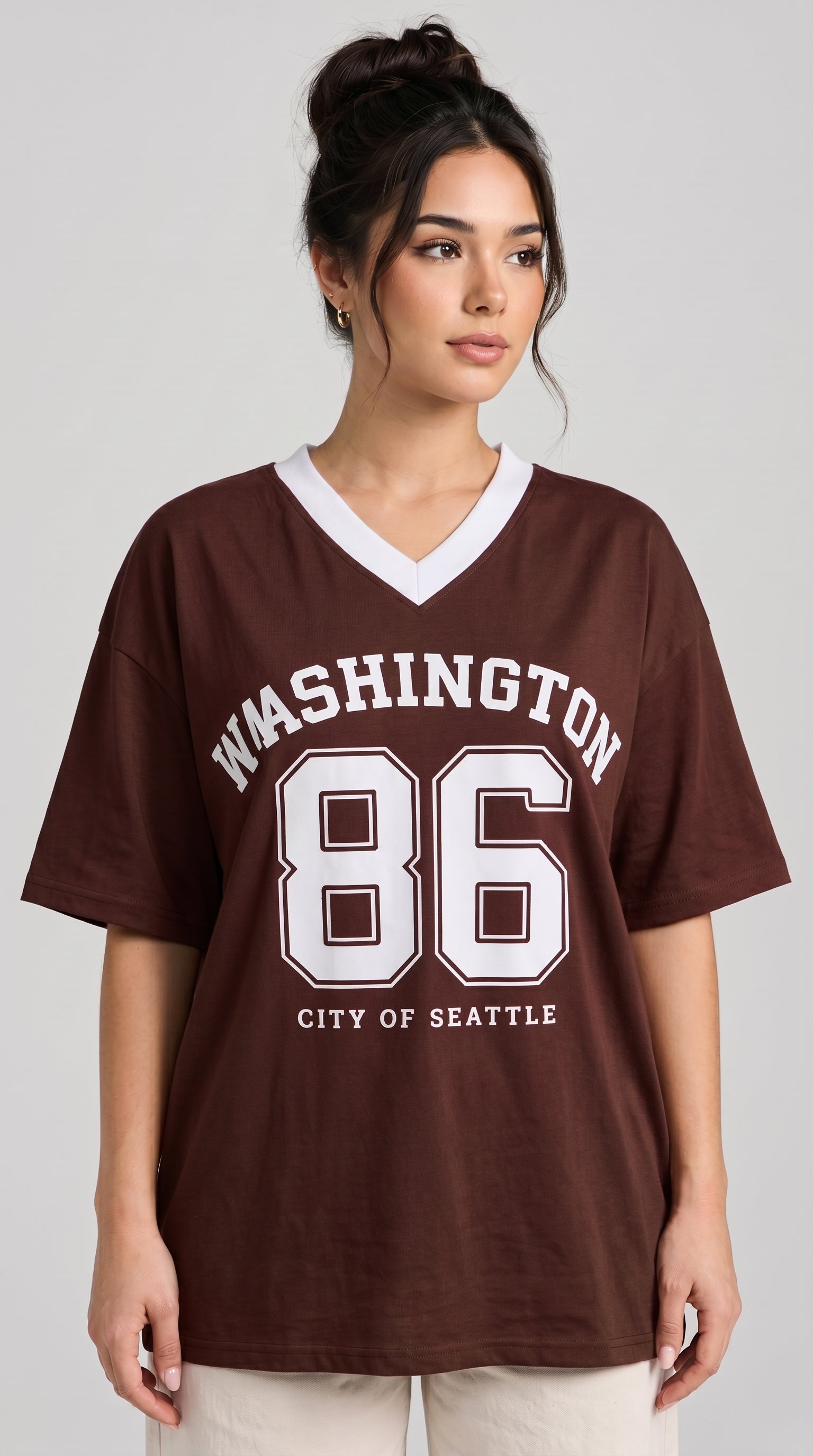 Oversized Graphic Tee | Brown
