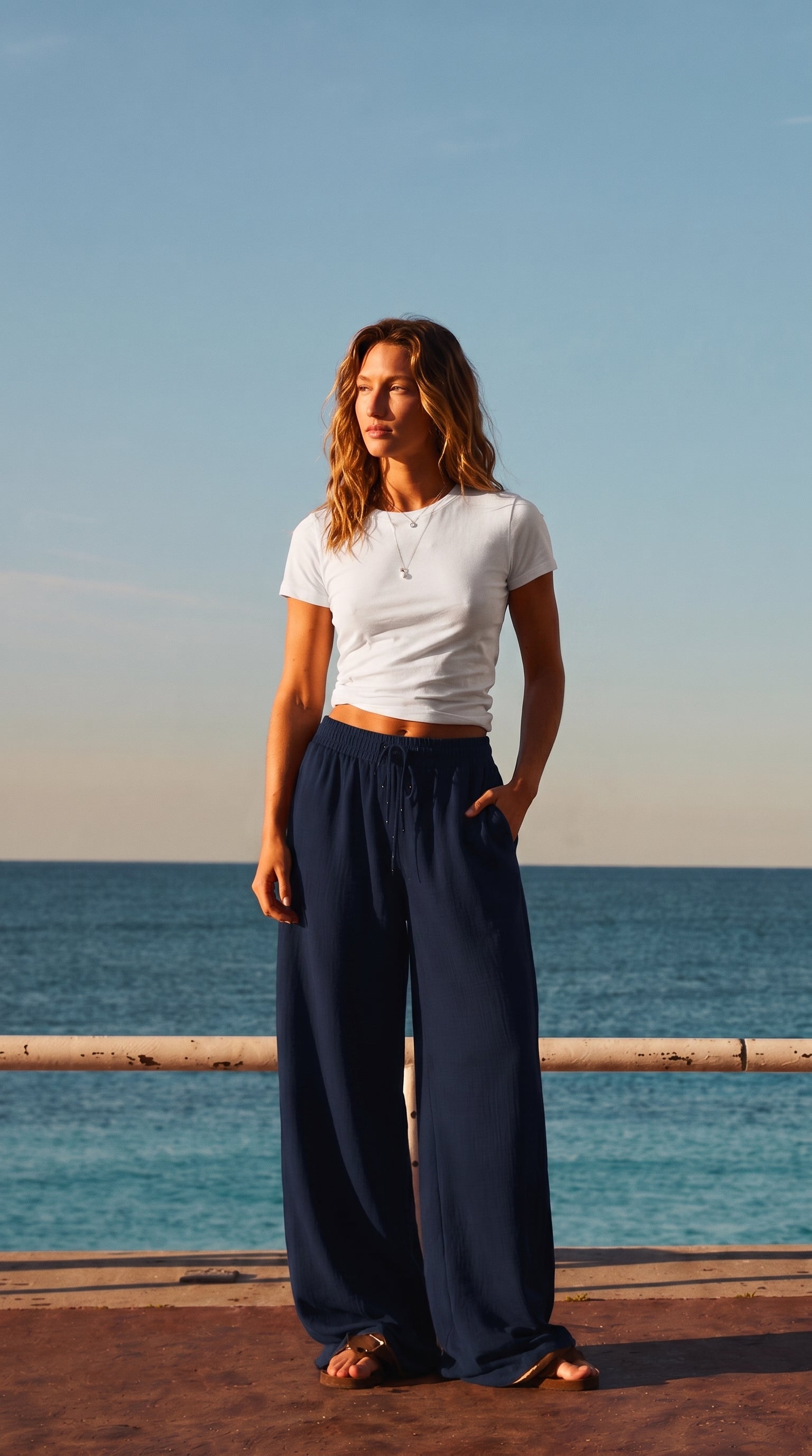 Wide-Leg Lounge Trouser | Navy Blue