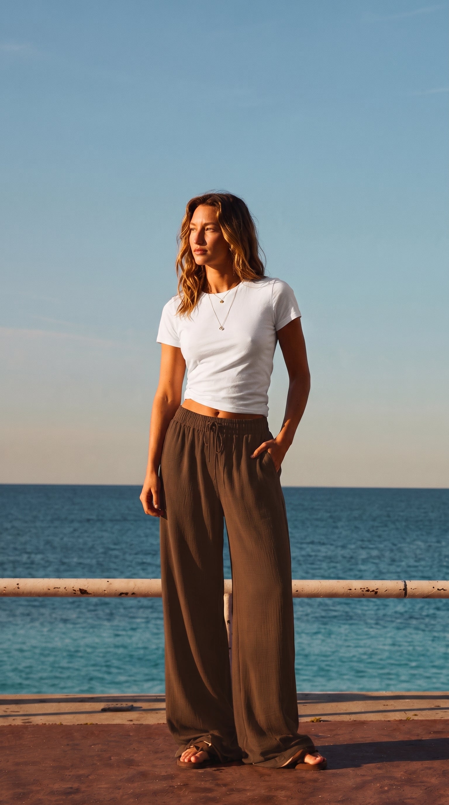 Wide-Leg Lounge Trouser | Brown