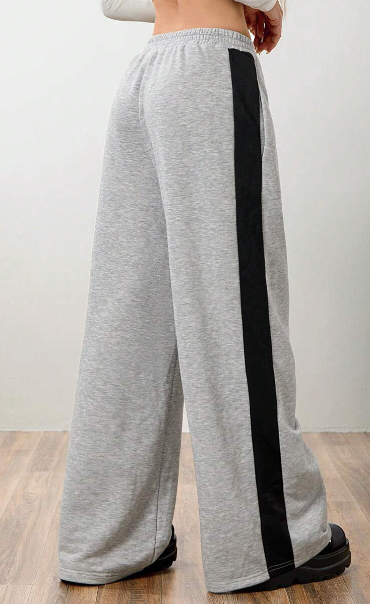 D600 Grey Side Panel Wide Leg Trouser