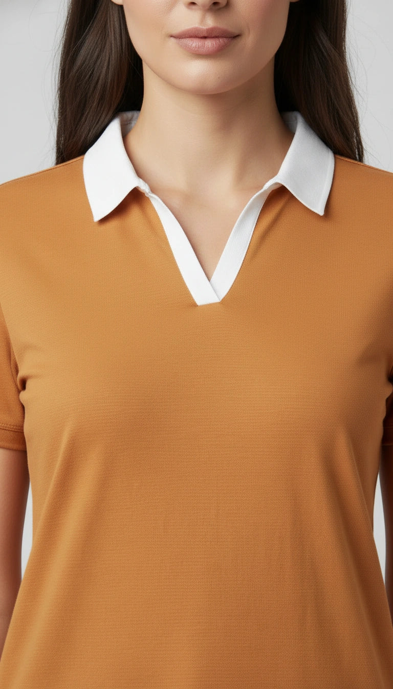 D600 Essential Contrast Collar Polo - Mustard