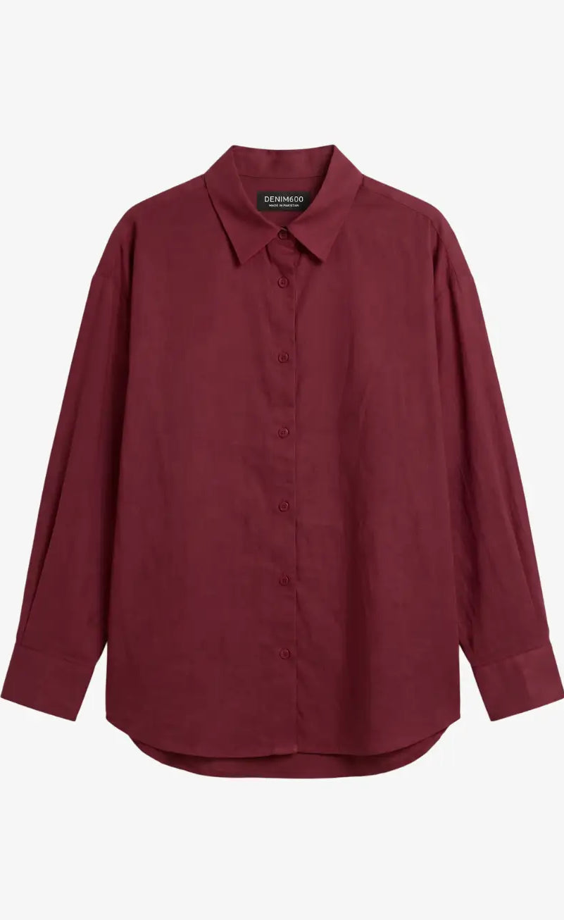 D600 Oversized Essentials Shirt | Maroon