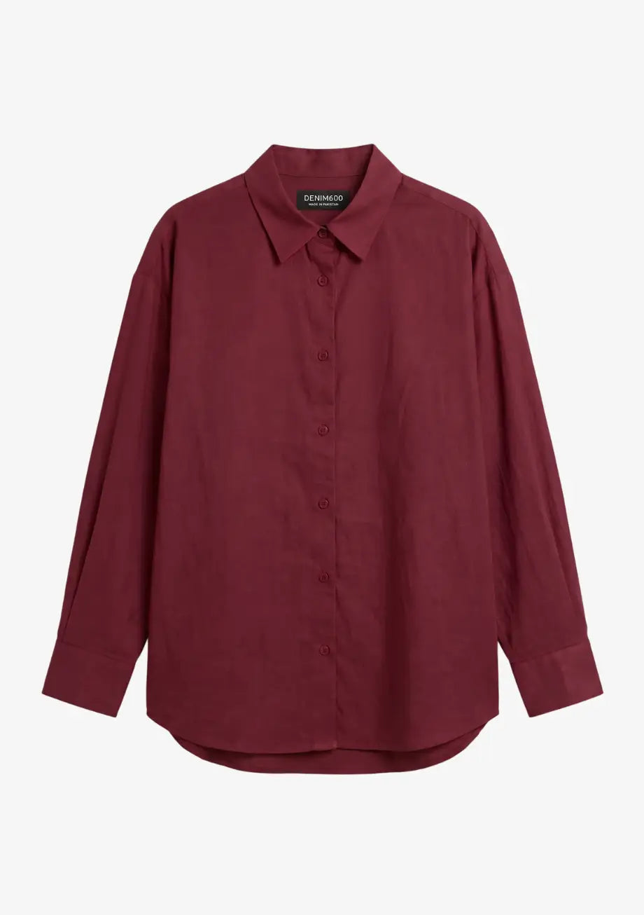 D600 Oversized Essentials Shirt | Maroon