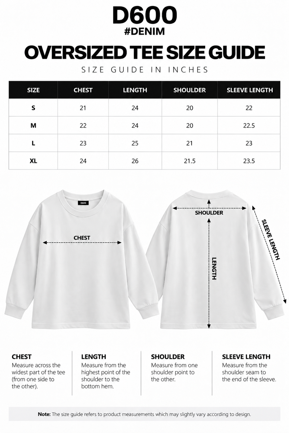 OVERSIZED STRIPE FULL SLEEVE Size Guide