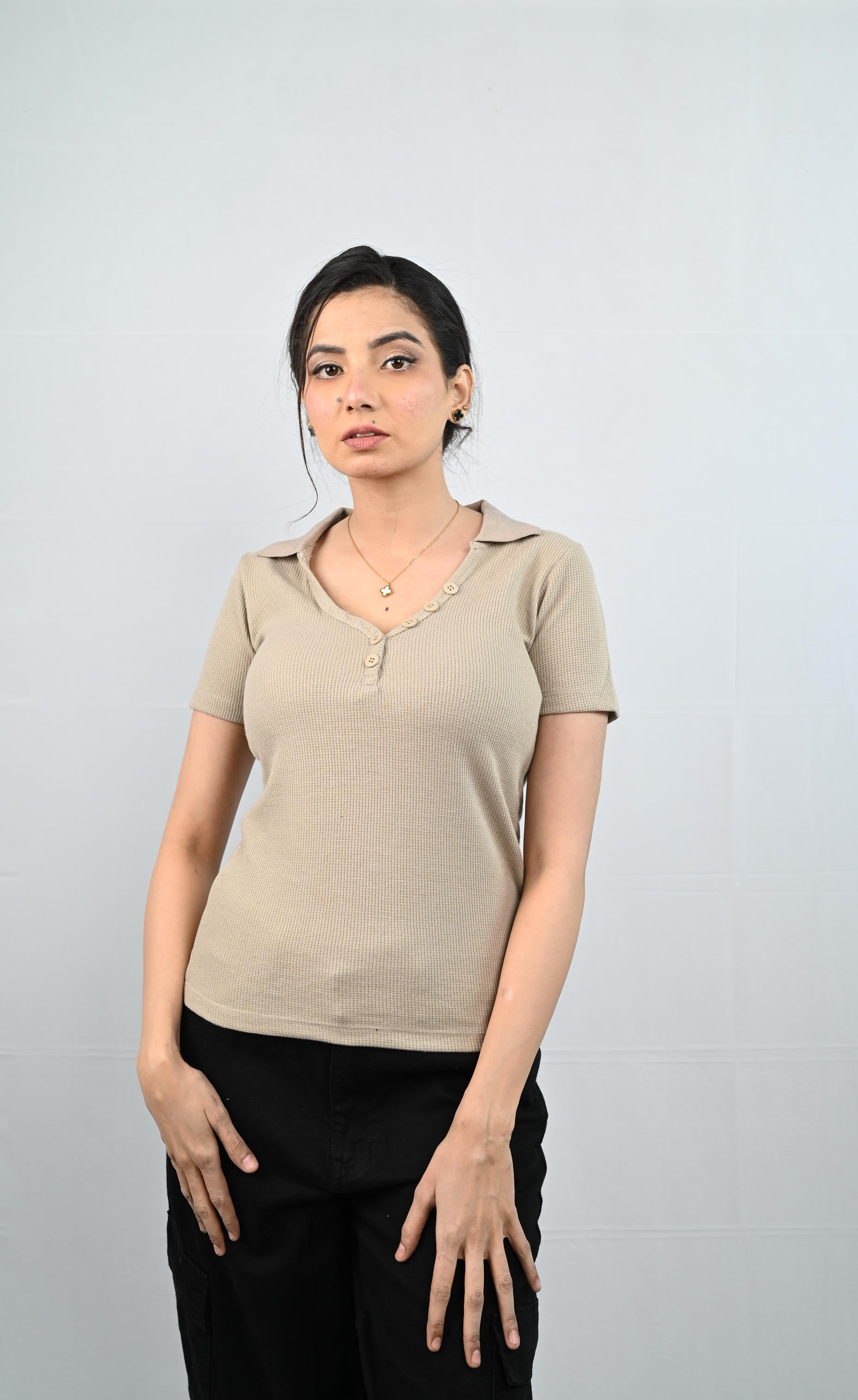 D600 Ribbed Button Polo Tee - (Summer Perfect)