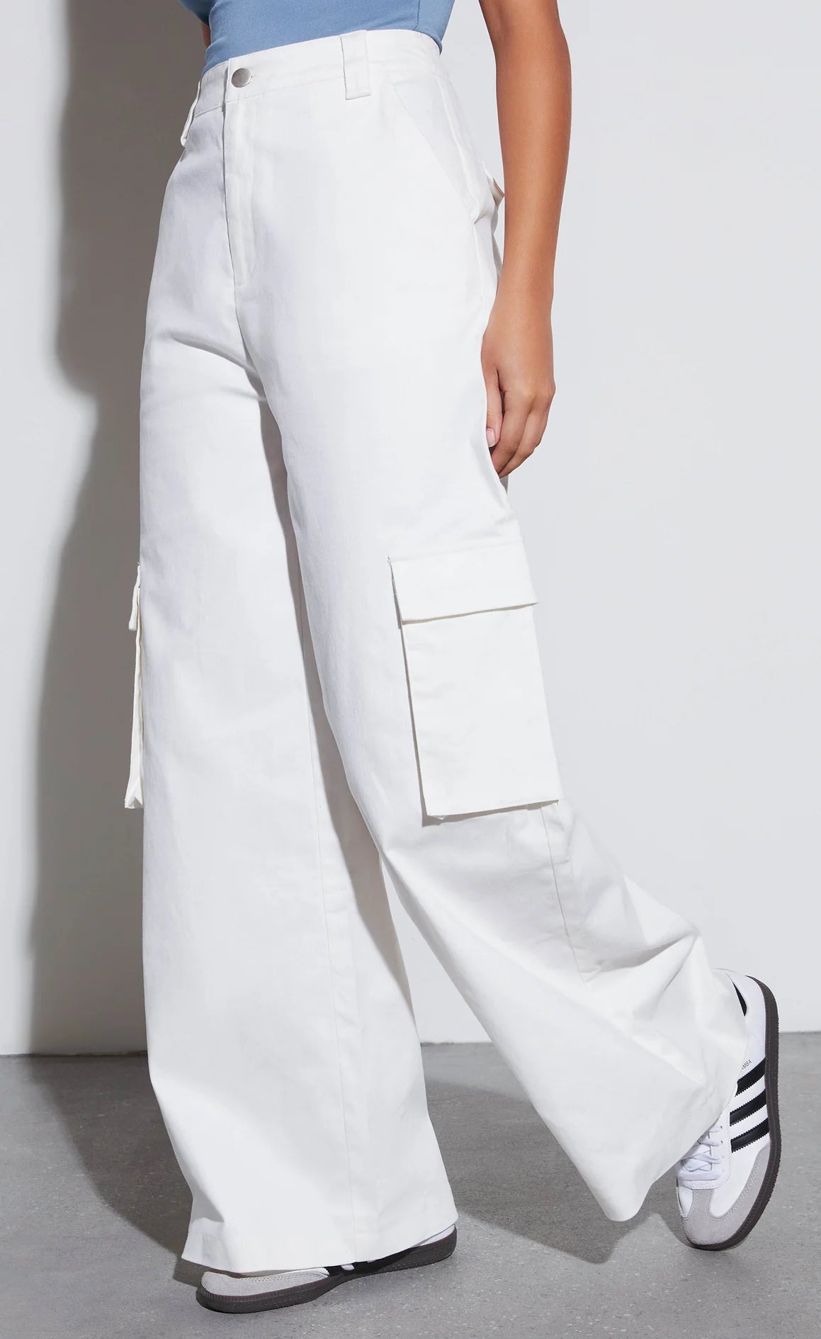 Baggy Palazzo Cargo Wide Leg Jeans - White