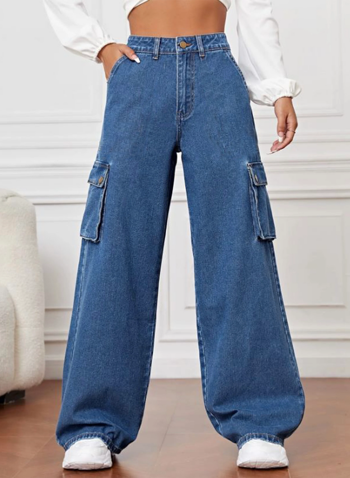 WIDE LEG CARGO JEANS