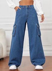 High Rise Wide Leg Cargo Jeans