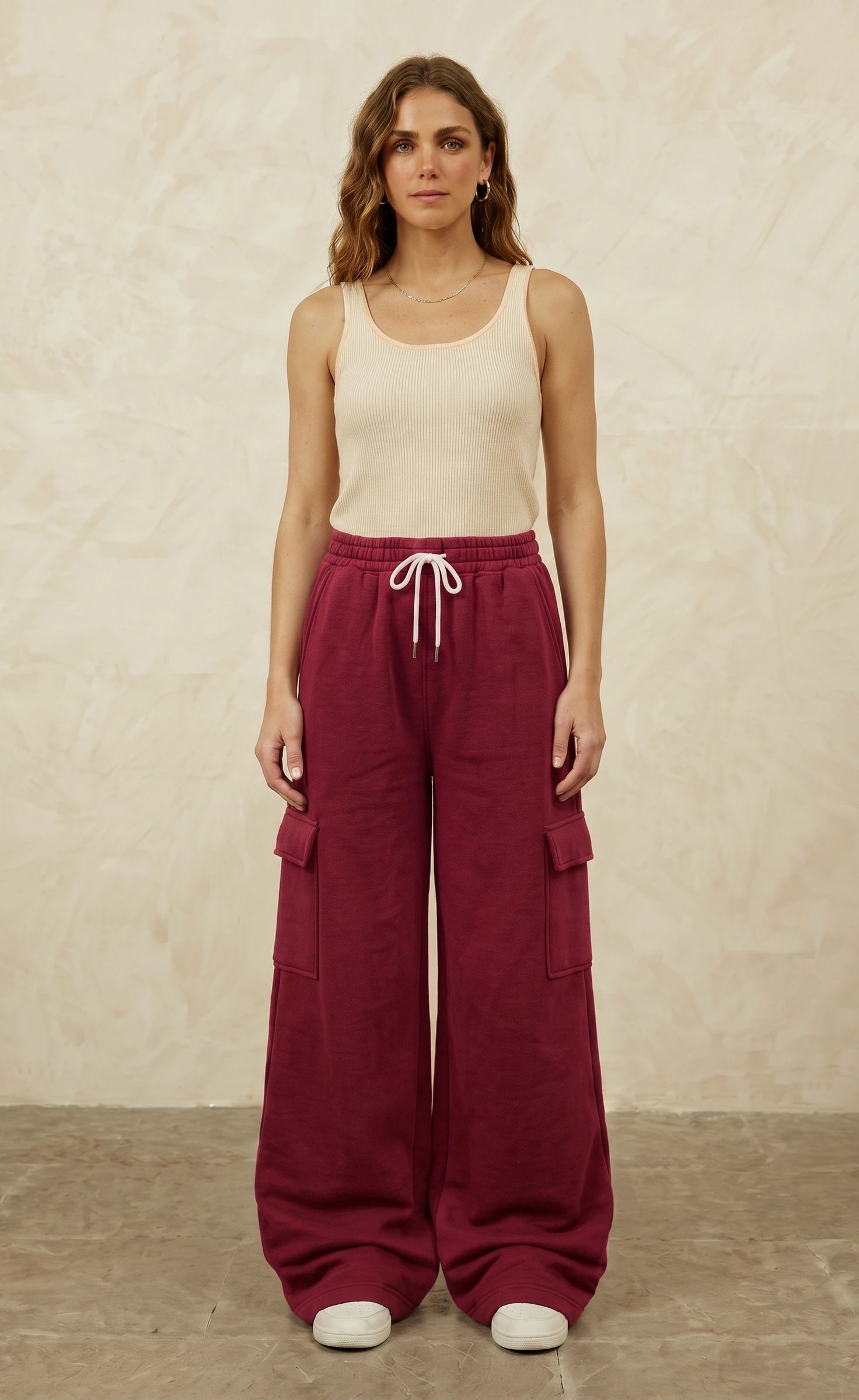 Baggy Cargo Sweatpant | Maroon