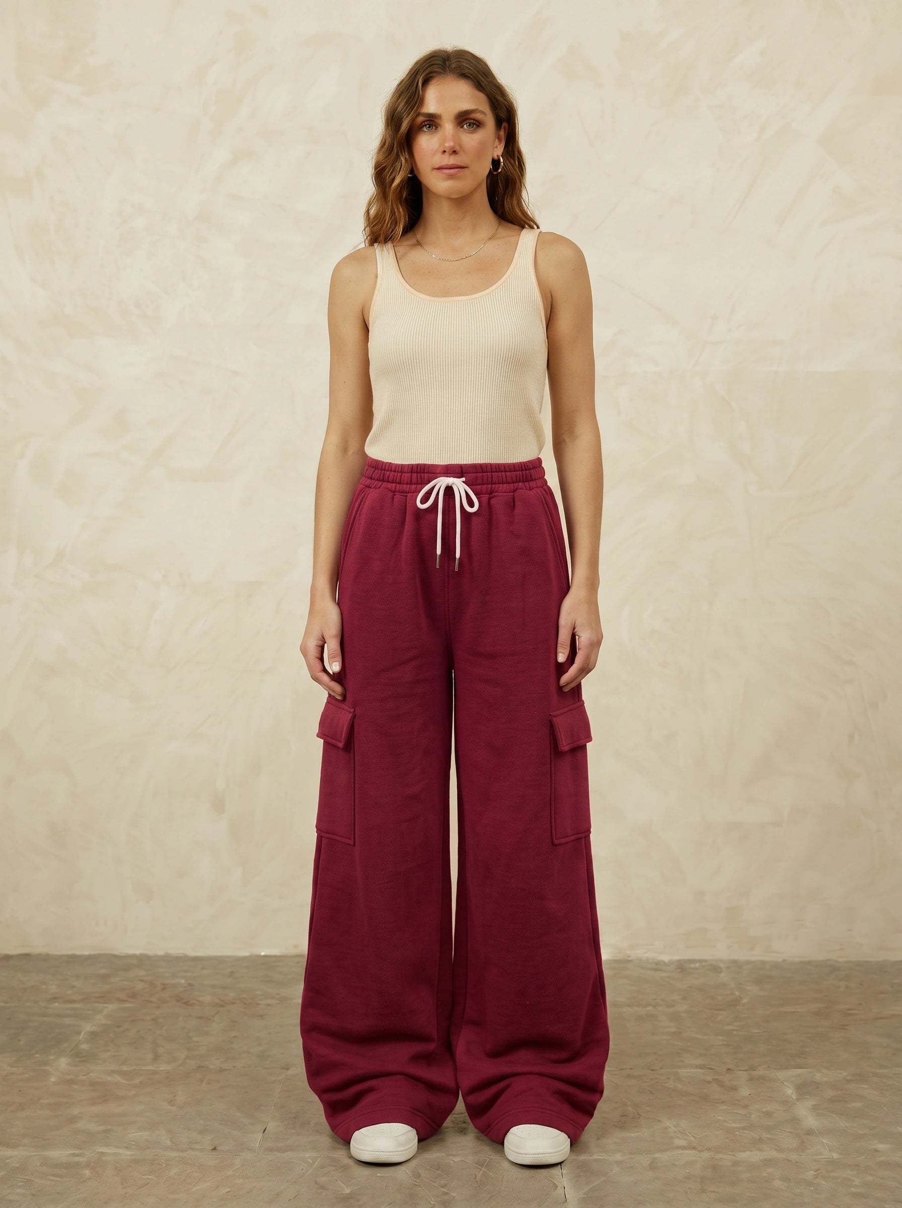 Baggy Cargo Sweatpant | Maroon
