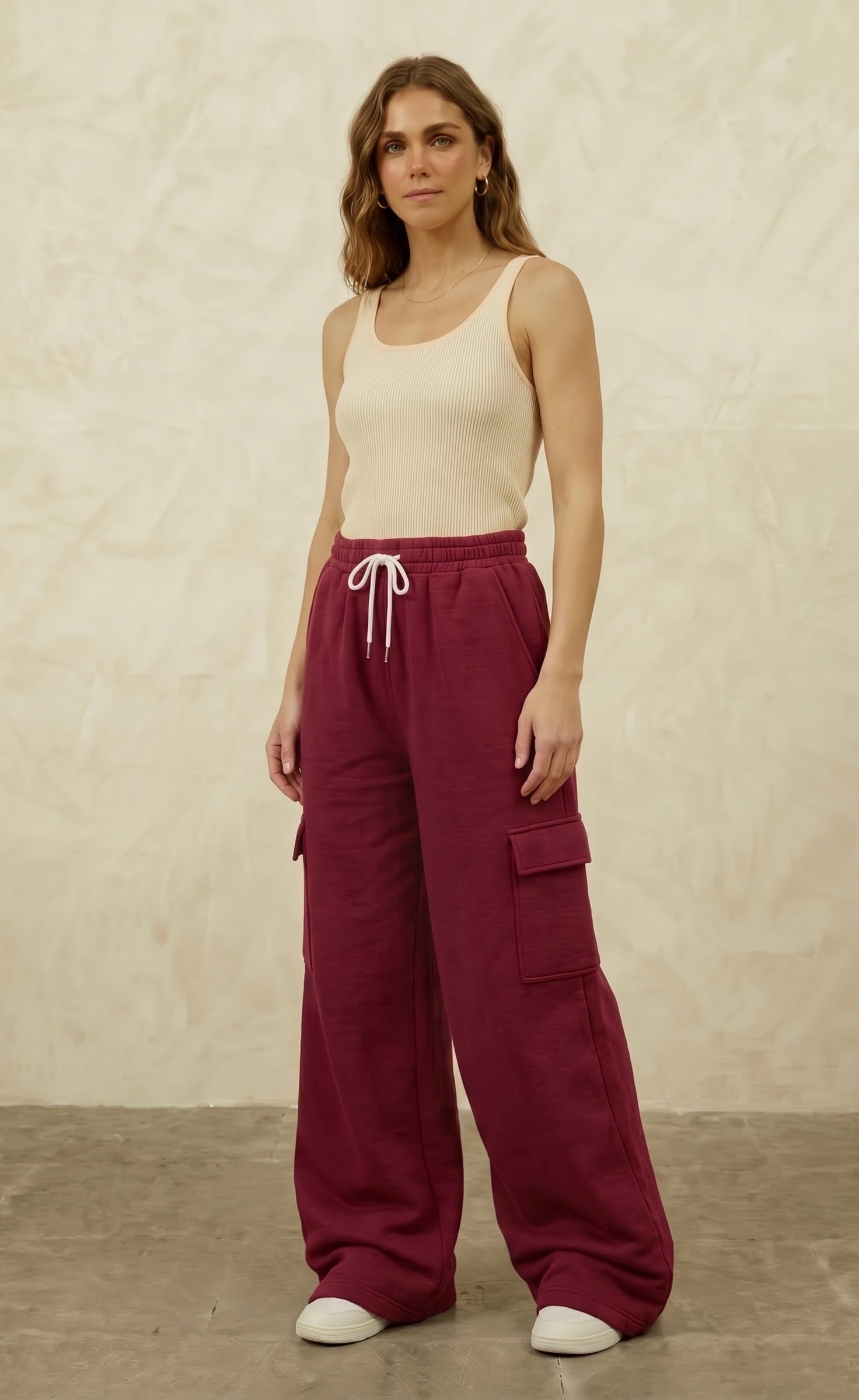 Baggy Cargo Sweatpant | Maroon