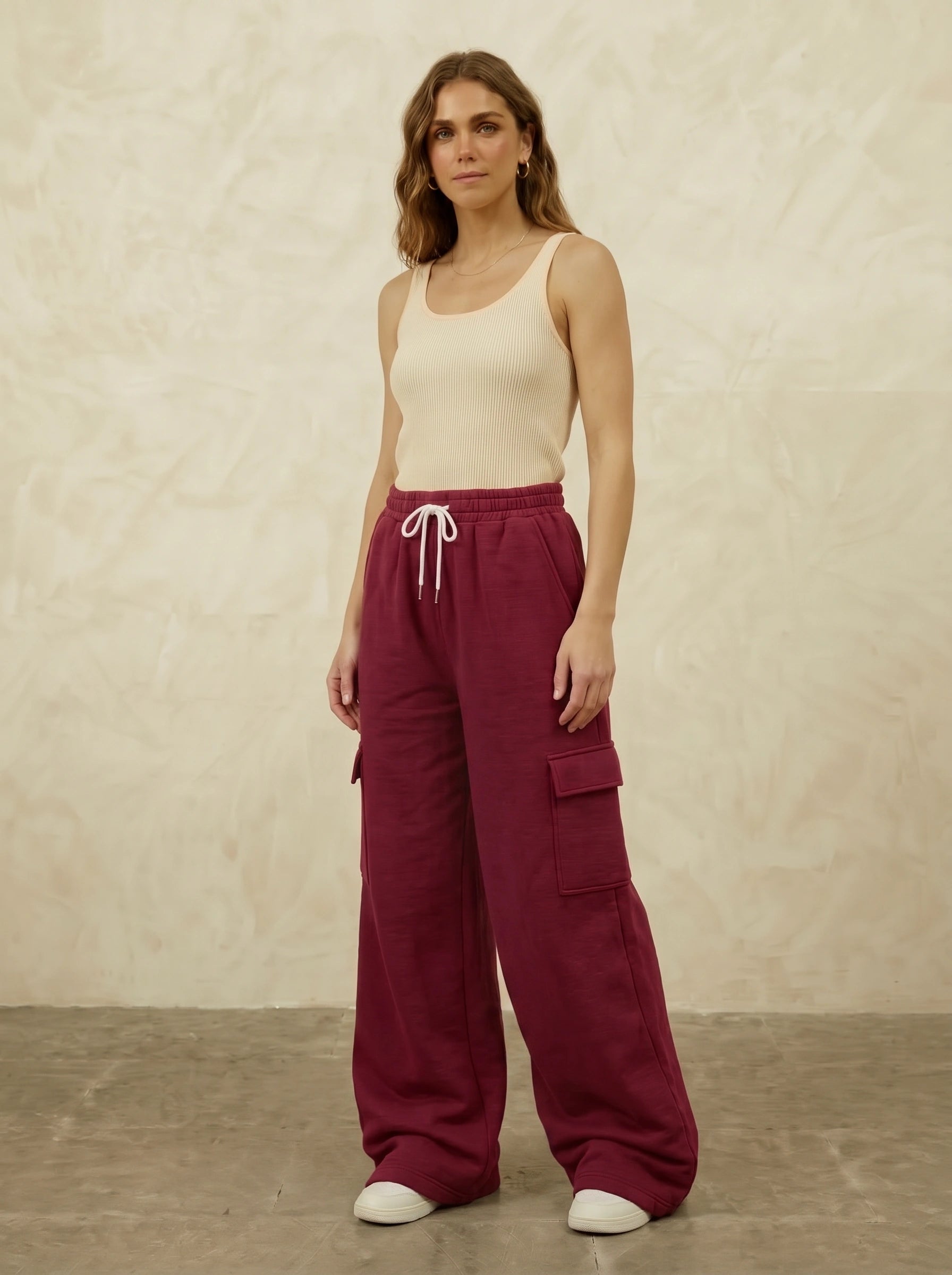 Baggy Cargo Sweatpant | Maroon