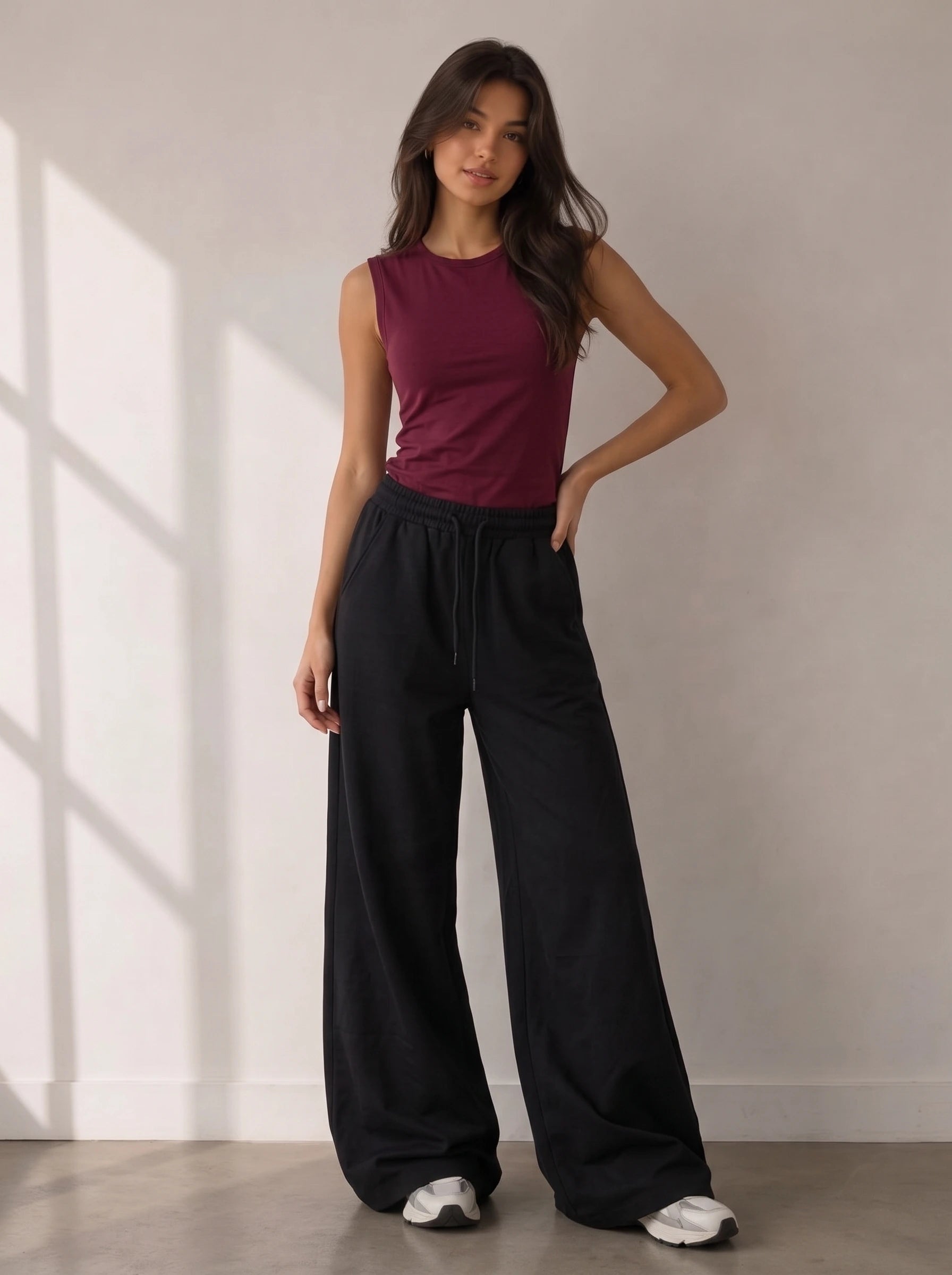 Essential Co-Ord Set | Maroon & Black