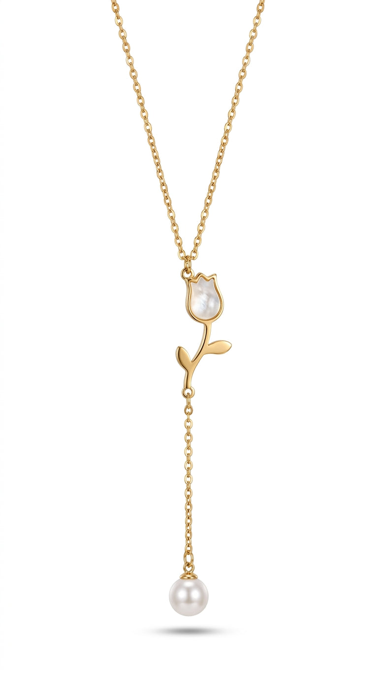 Pearl Bloom Stainless Steel Necklace