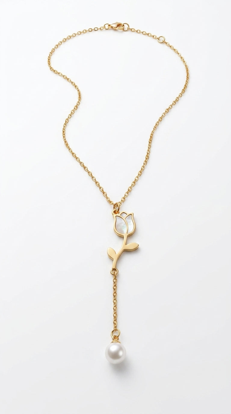 Pearl Bloom Stainless Steel Necklace