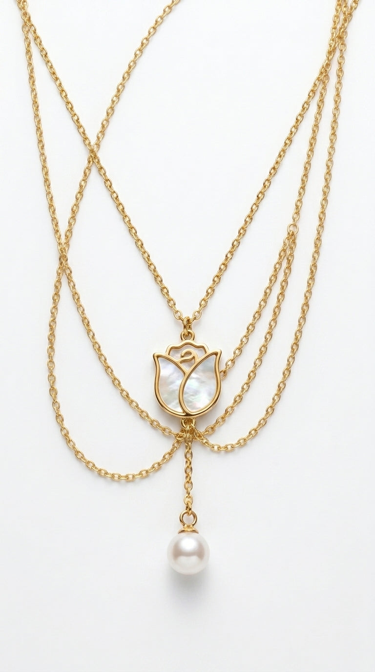 Pearl Bloom Stainless Steel Necklace