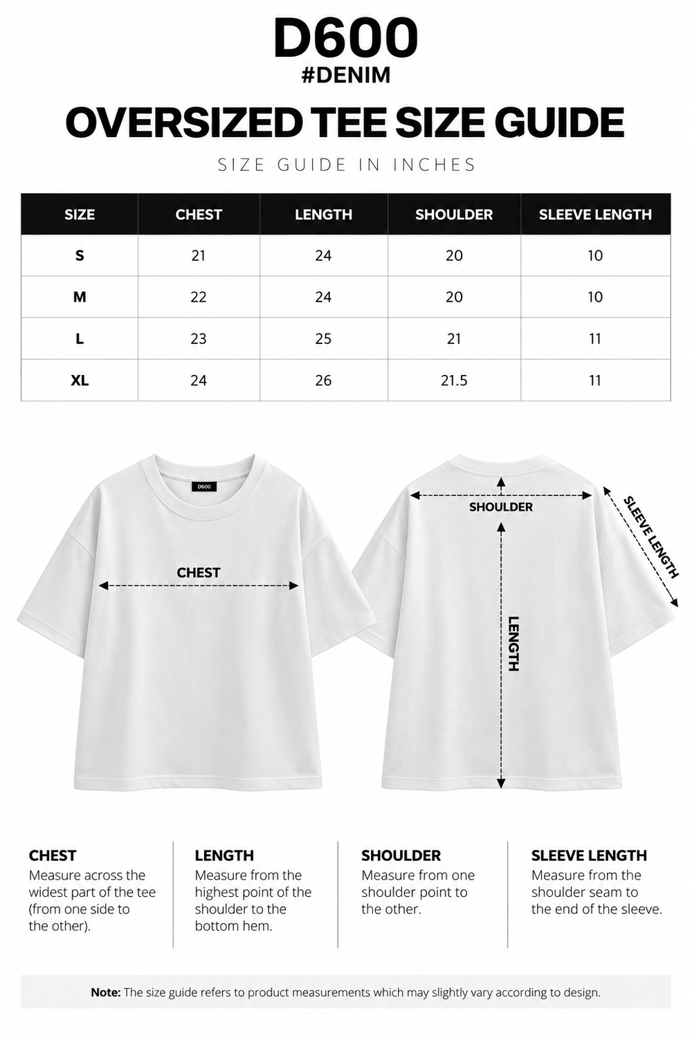 BASIC OVERSIZED TEE Size Guide