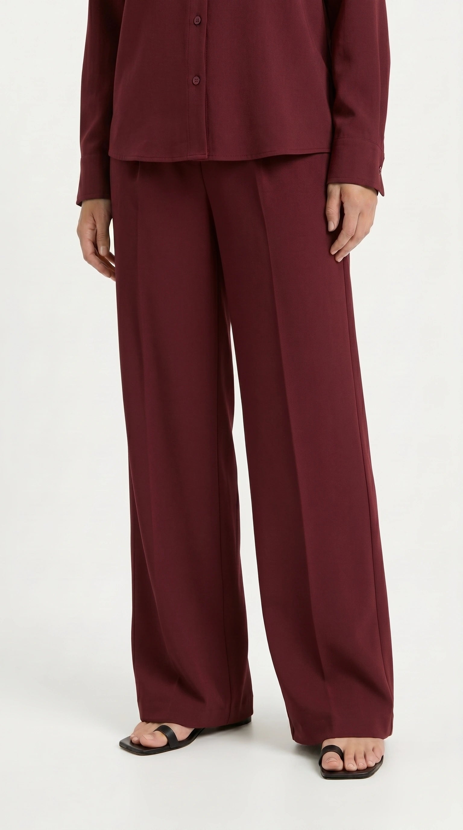 Oversized Textured Co-Ord Set | Maroon