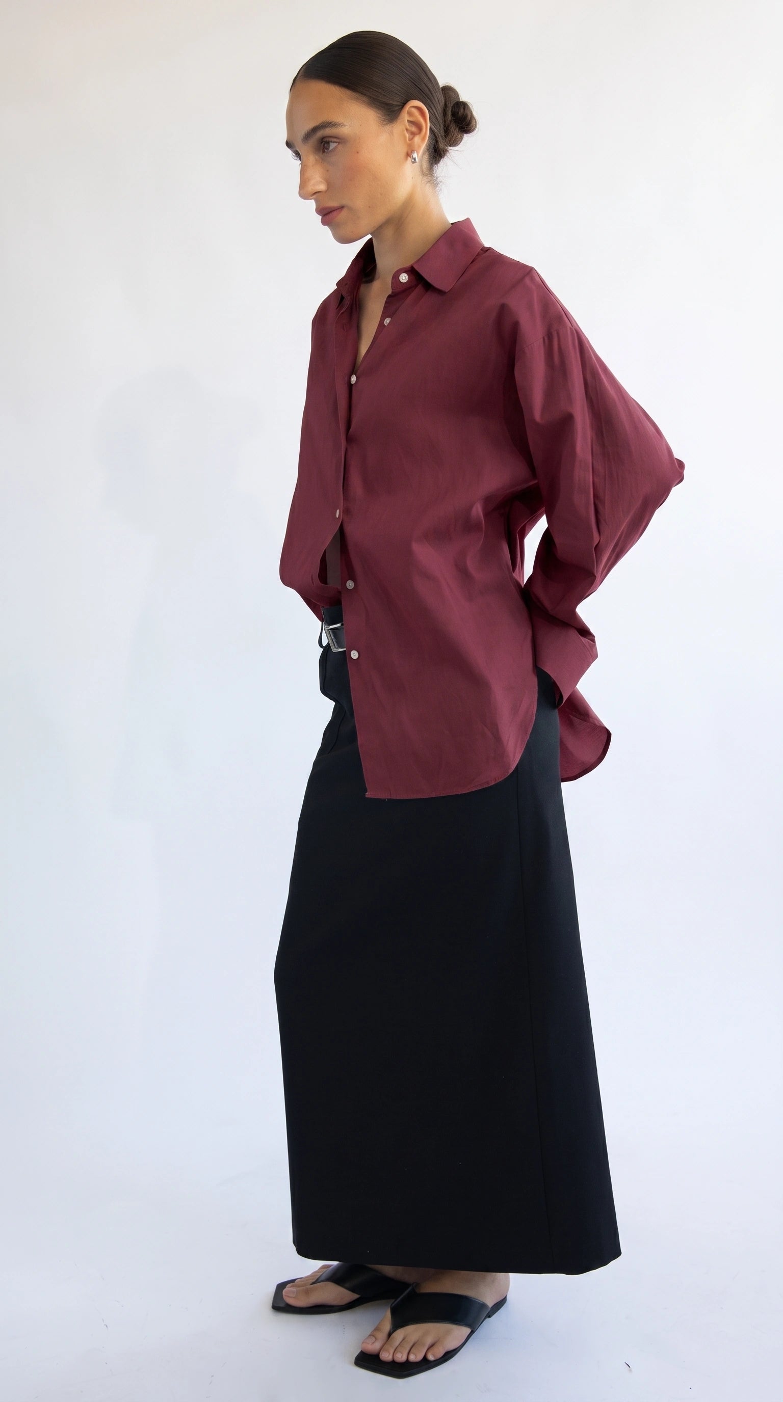 D600 Oversized Essentials Shirt | Maroon