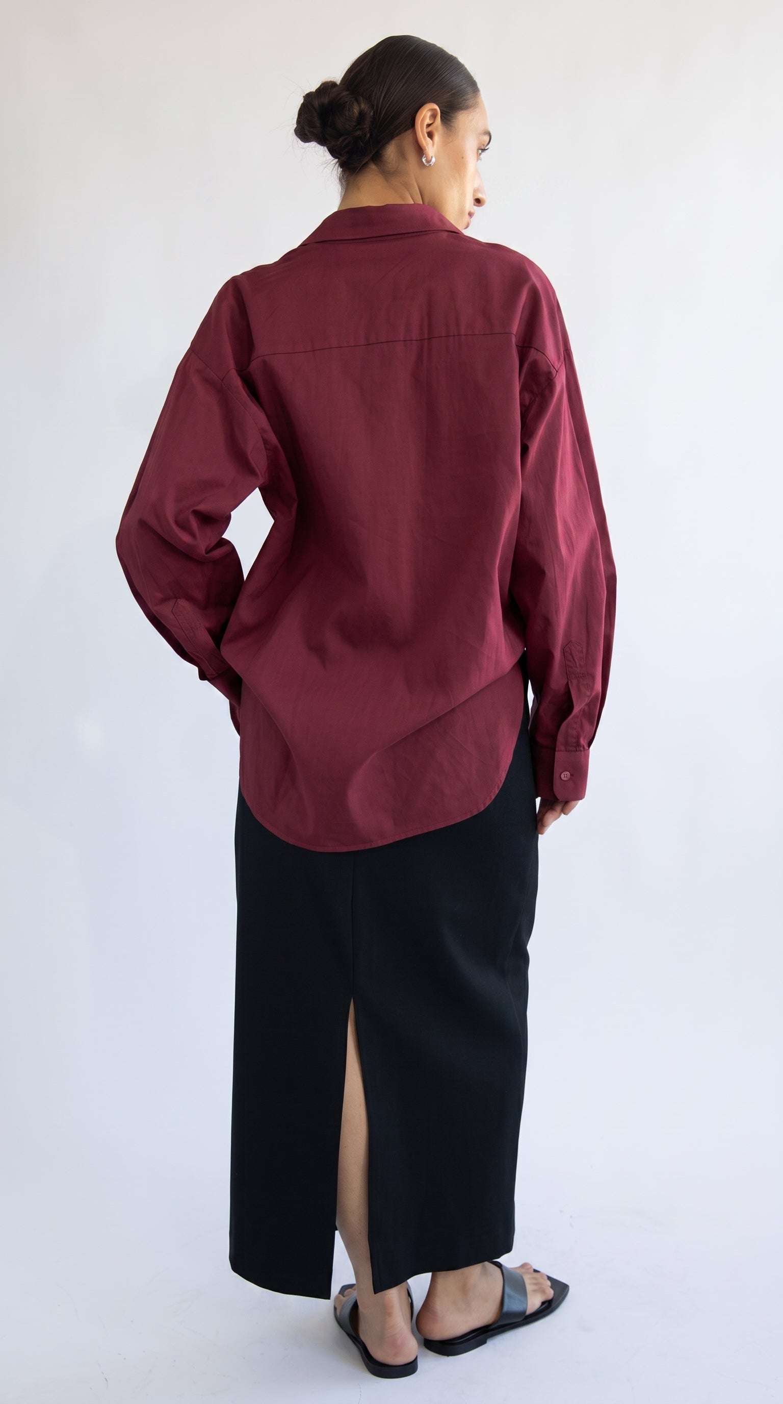 D600 Oversized Essentials Shirt | Maroon