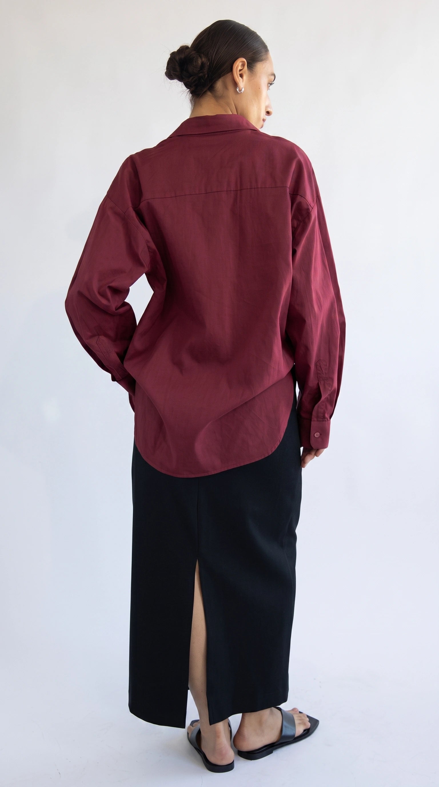 D600 Oversized Essentials Shirt | Maroon