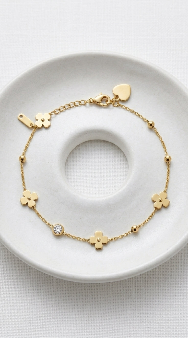 Golden Blossom Charm Bracelet