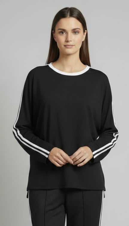 Striped Oversized Top | Black