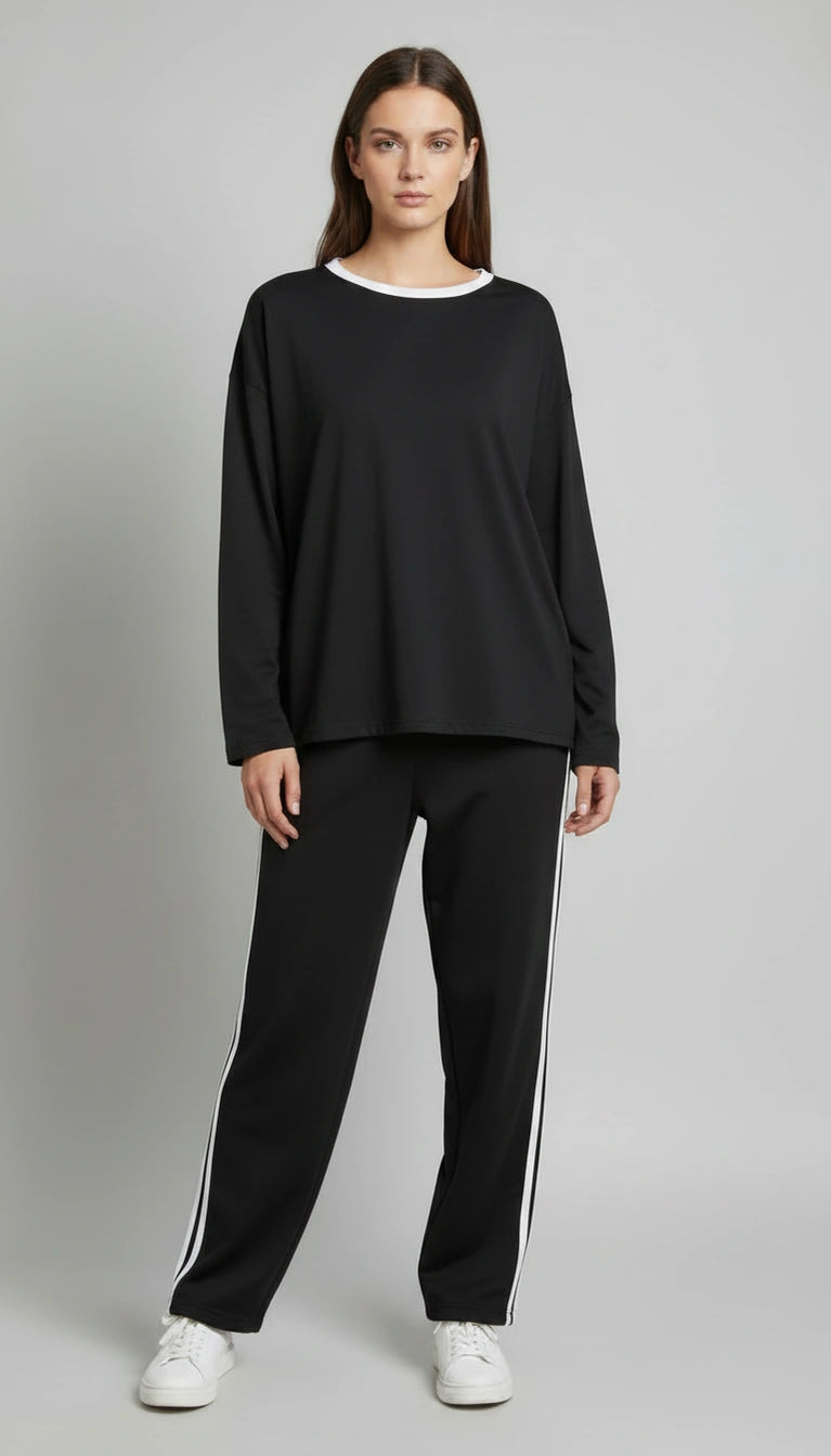 Striped Oversized Top | Black