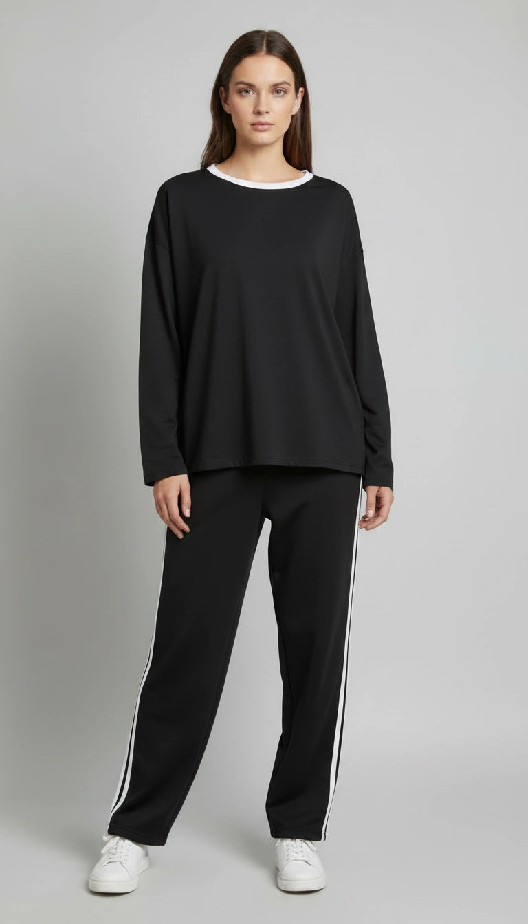 Striped Oversized Top | Black