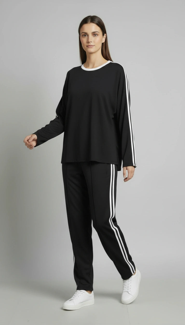Striped Oversized Top | Black