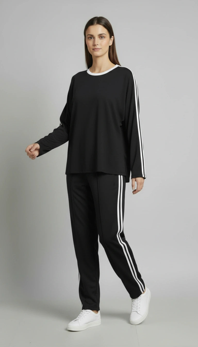 Striped Oversized Top | Black