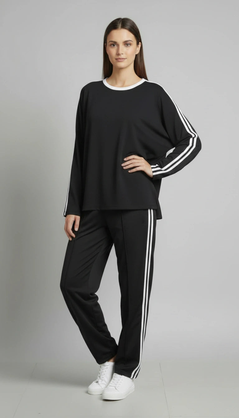 Striped Oversized Top | Black