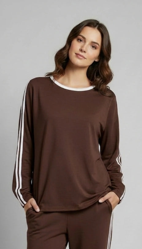Striped Oversized Top | Brown