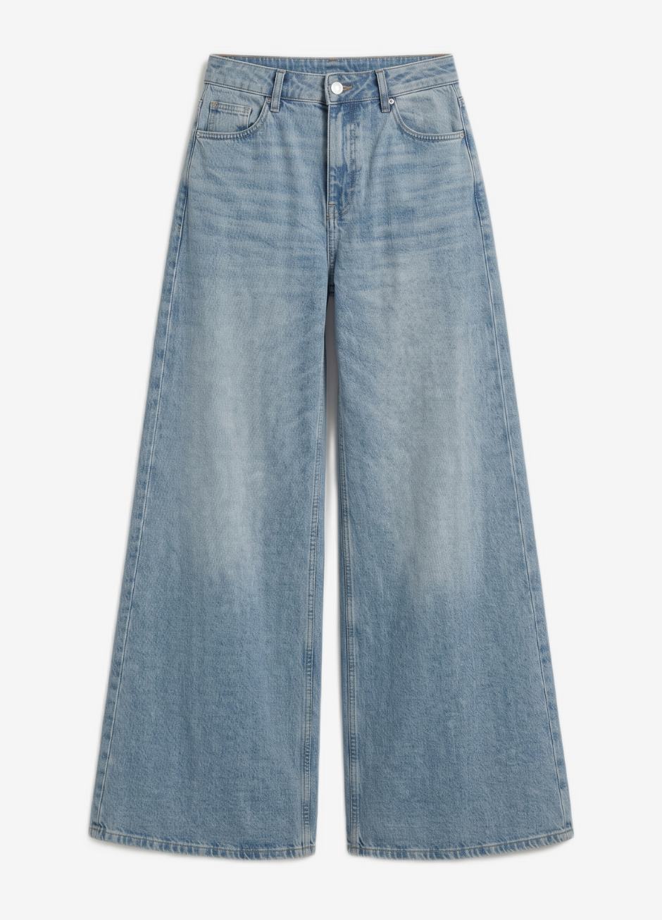 Blue High Rise Extra Wide Leg Jeans