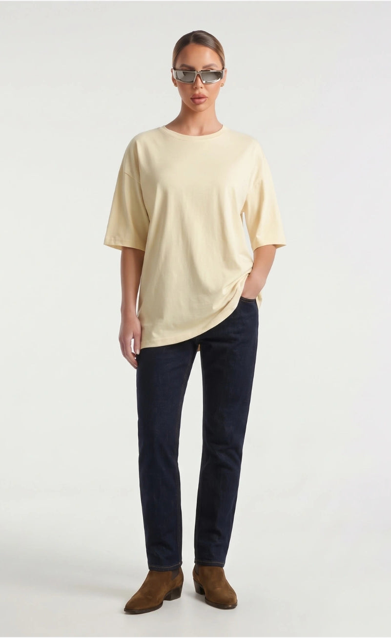 Basic Oversized Tee - Off White Beige