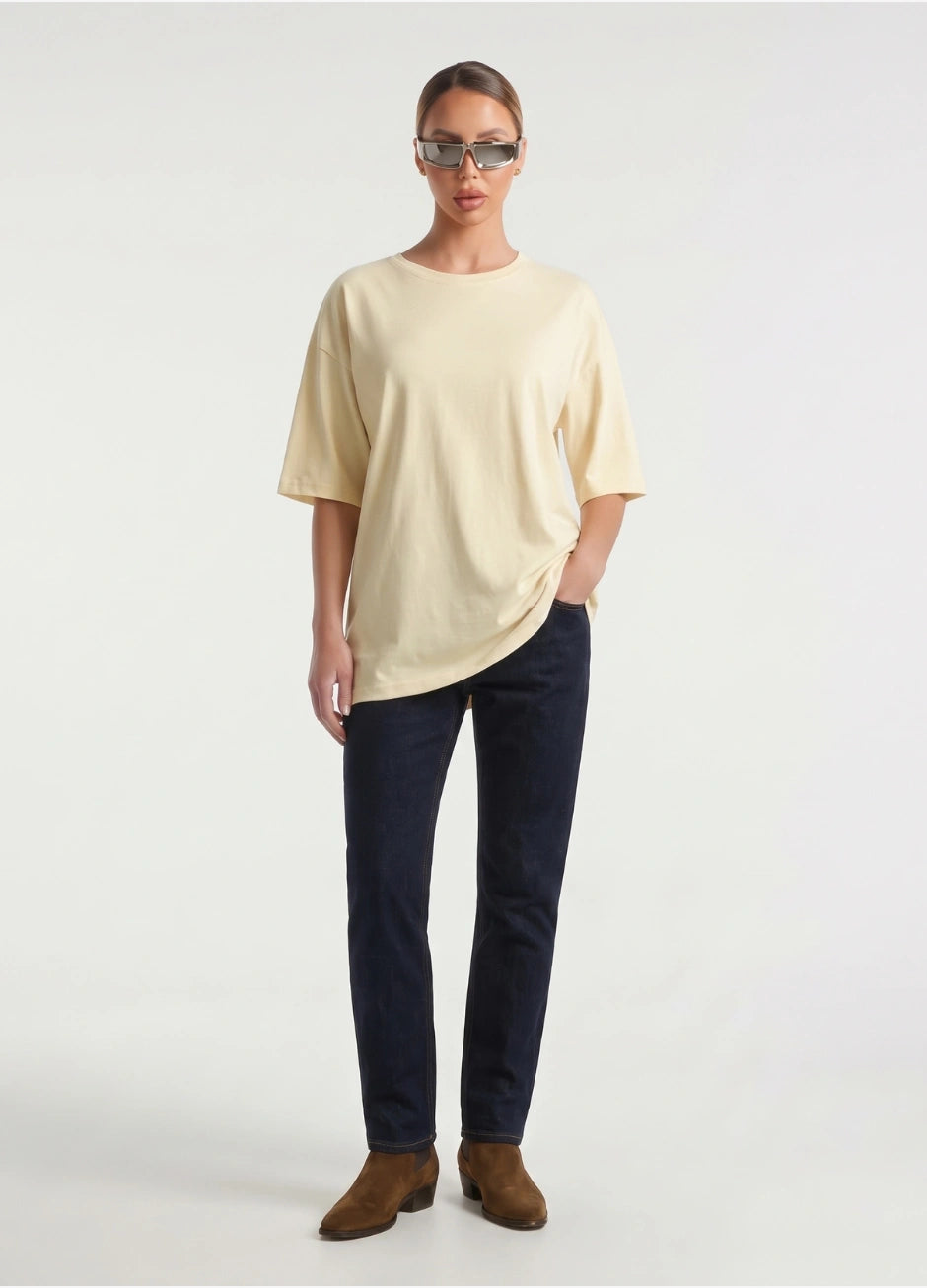 Basic Oversized Tee - Off White Beige