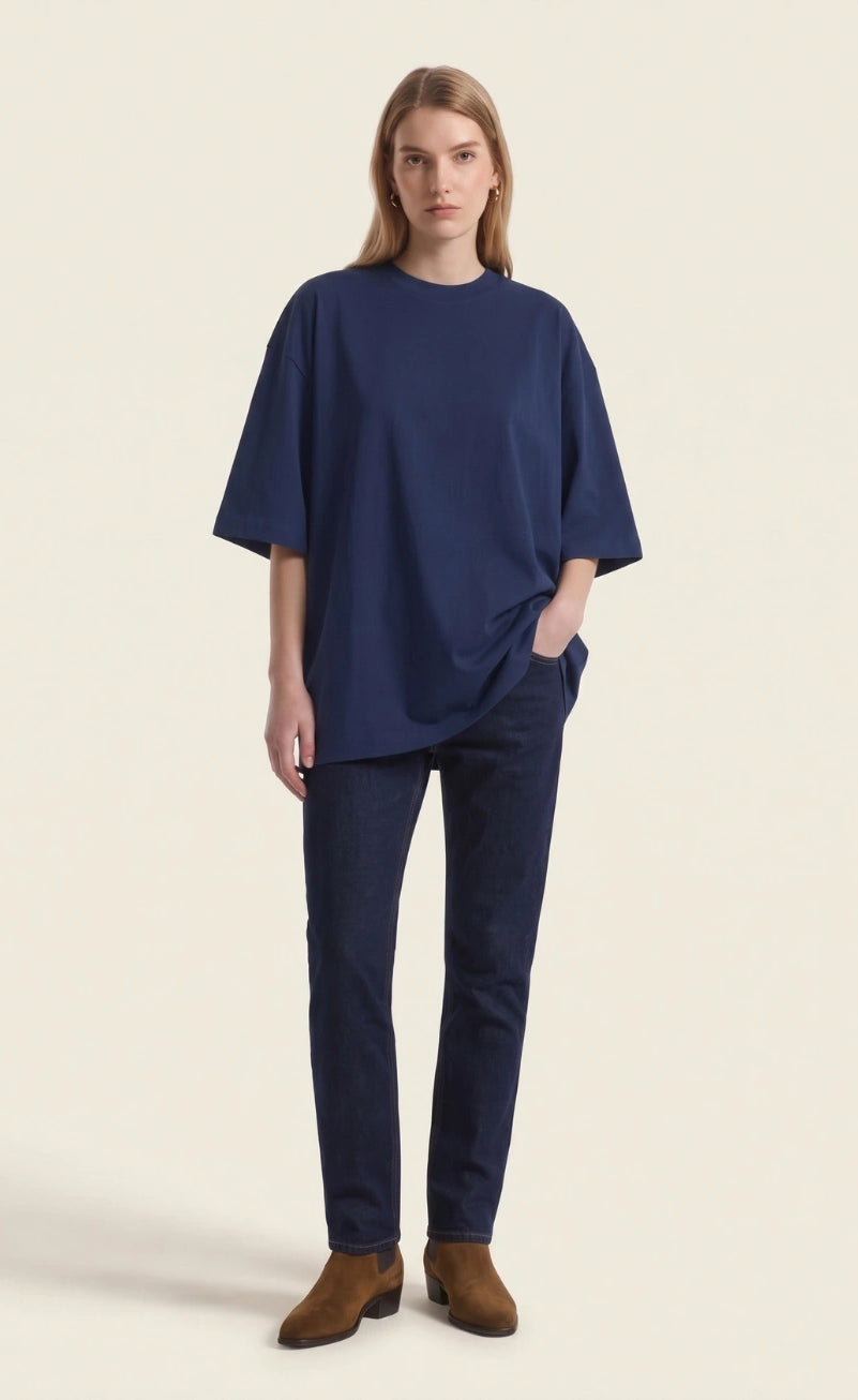 Basic Oversized Tee - Navy Blue