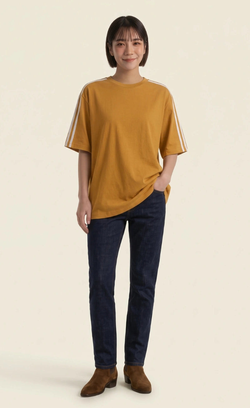 Oversized Stripe T-Shirt - Mustard